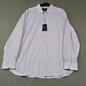 WRK Zig Zag Dress Shirt Mens 18 Long Sleeve Button Down Purple Geometric Formal